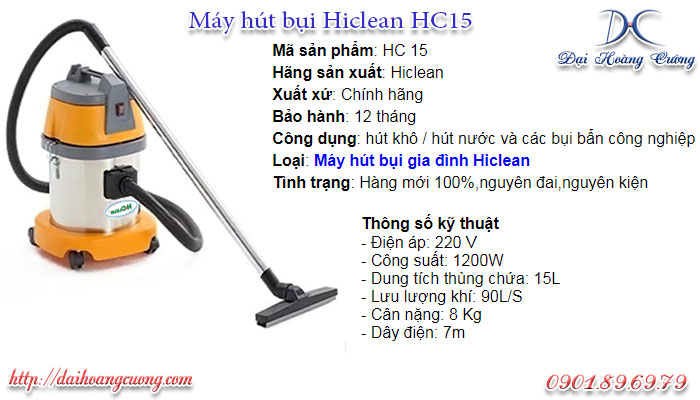 Máy hút bụi công nghiệp mini Hiclean HC15