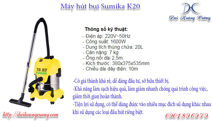 Máy hút bụi công nghiệp mini cao cấp Sumika K20